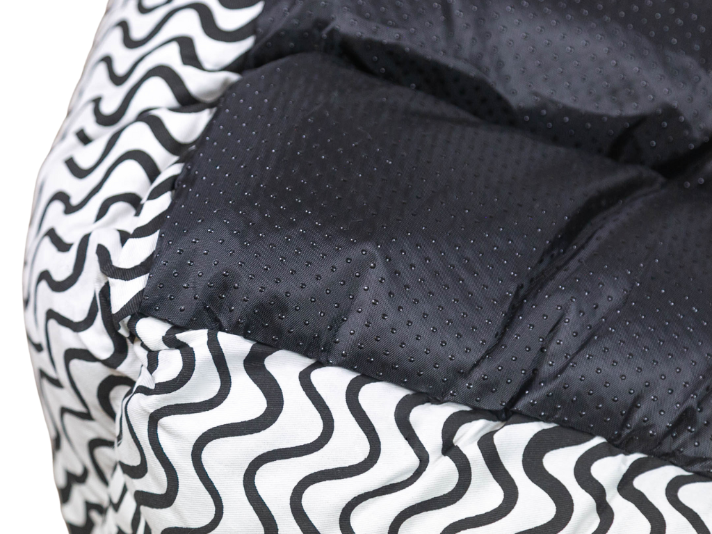 Bolster Dog Bed - Black Wave Print