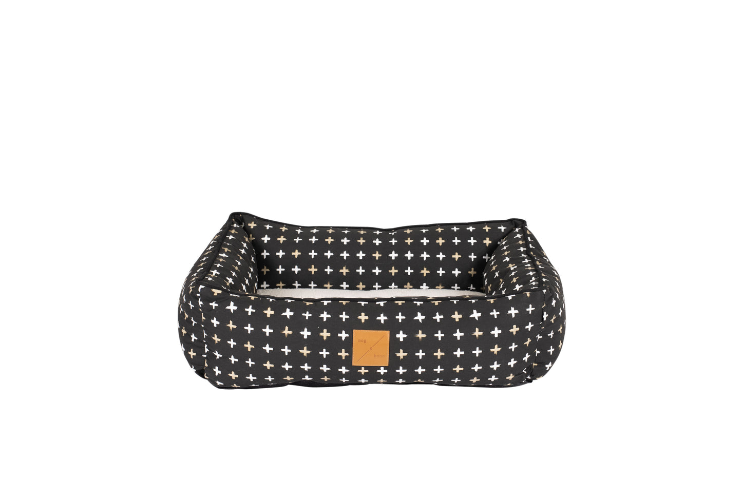 Mog & Bone Bolster Dog Bed  - Black Metallic Cross Print