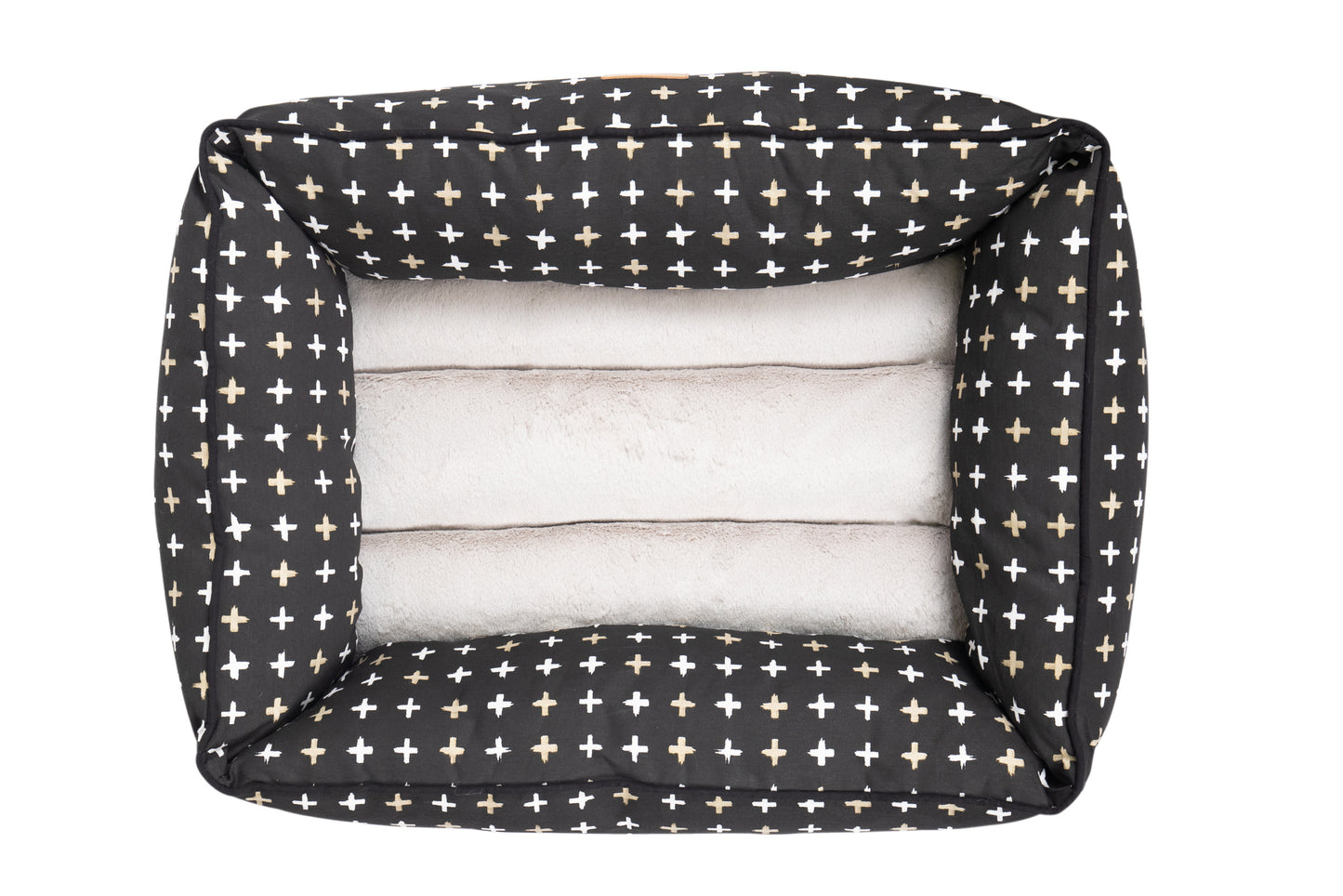 Mog & Bone Bolster Dog Bed - Black Metallic Cross Print