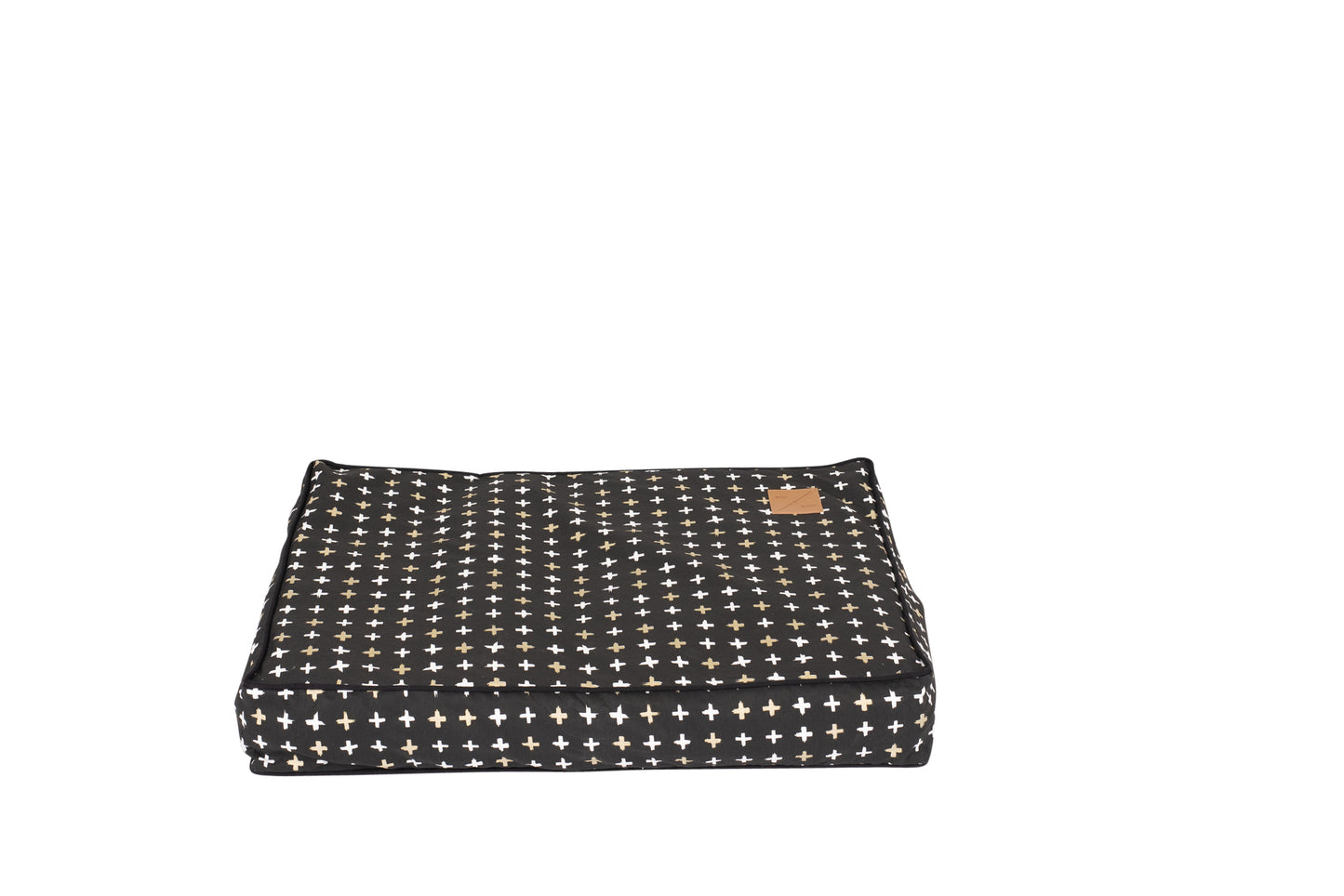 Mog and Bone Classic Cushion Dog Bed - Black Metallic Cross Print