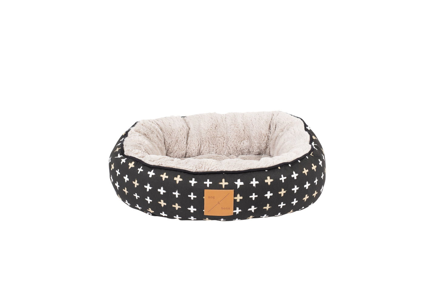 Reversible Cat Bed - Black Metallic Cross Print
