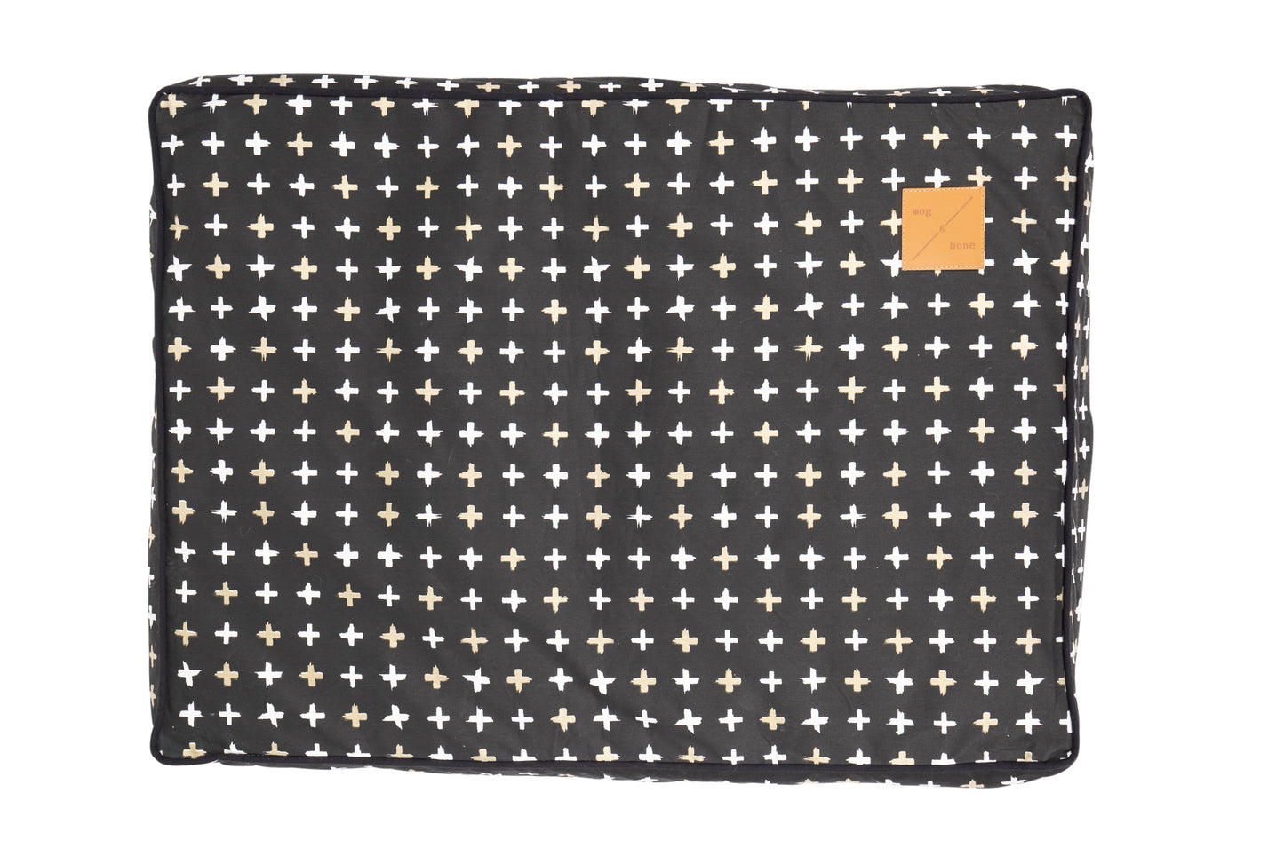 Mog and Bone Classic Cushion Dog Bed - Black Metallic Cross Print