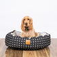 Mog & Bone 4 Seasons Reversible Circular Dog Bed - Black Metallic Cross Print