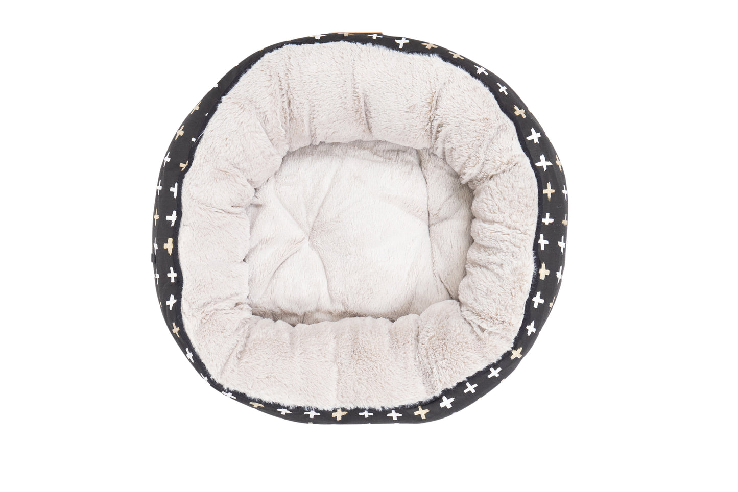 Reversible Cat Bed - Black Metallic Cross Print