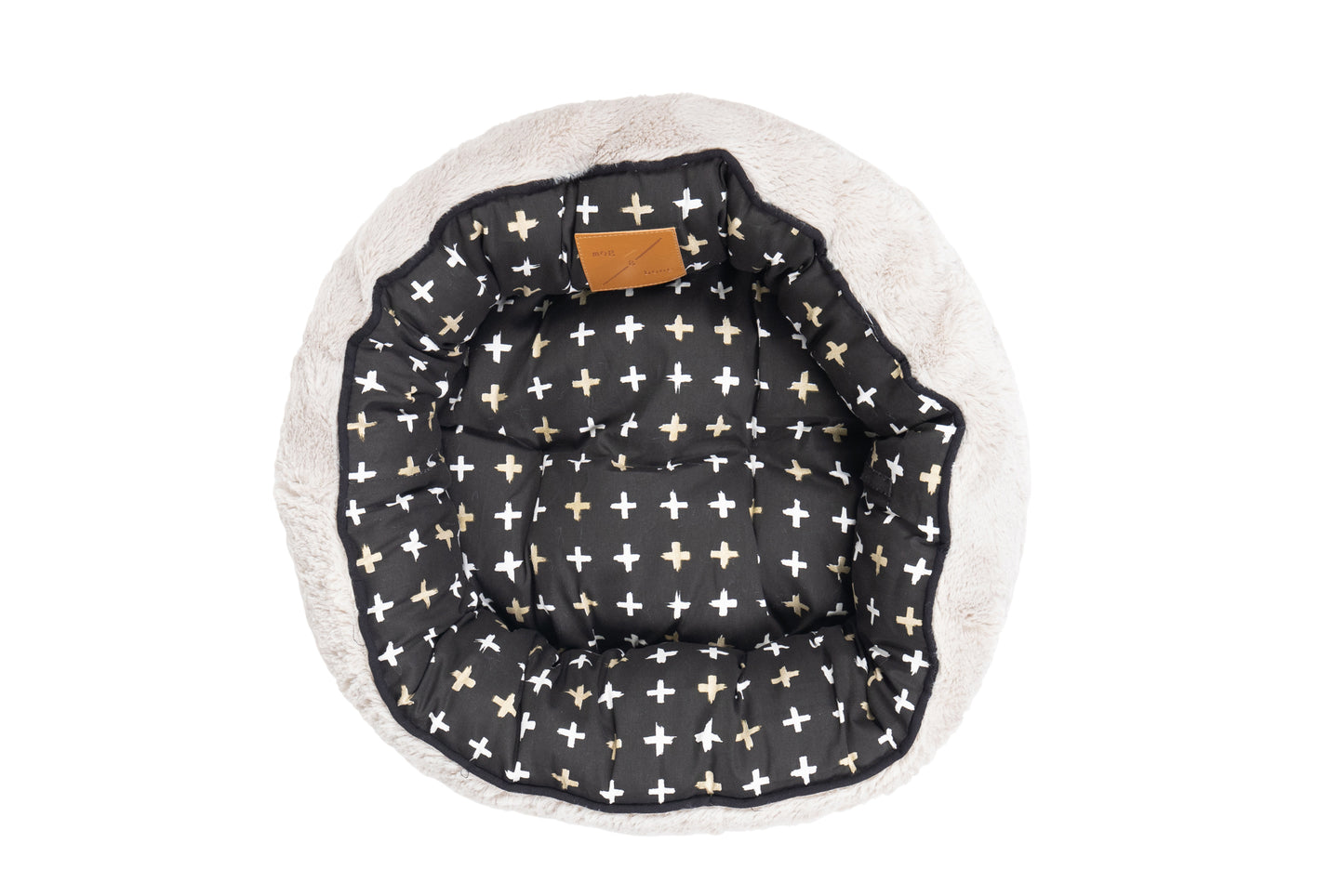 Reversible Cat Bed - Black Metallic Cross Print