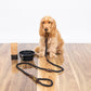 Rope Dog Lead (1.8m) - Multi Function with Leather & Brass Fittings  - Black