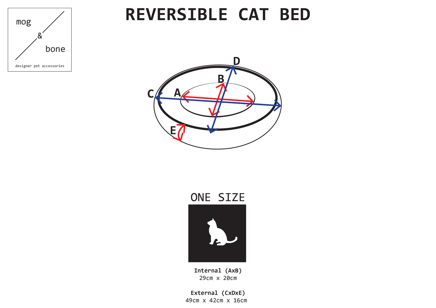 Cat Bed - Reversible - Navy Cross Print