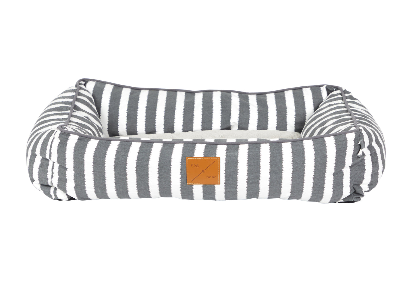 Mog & Bone Pet Products Bolster Dog Bed - Charcoal Hampton Stripe
