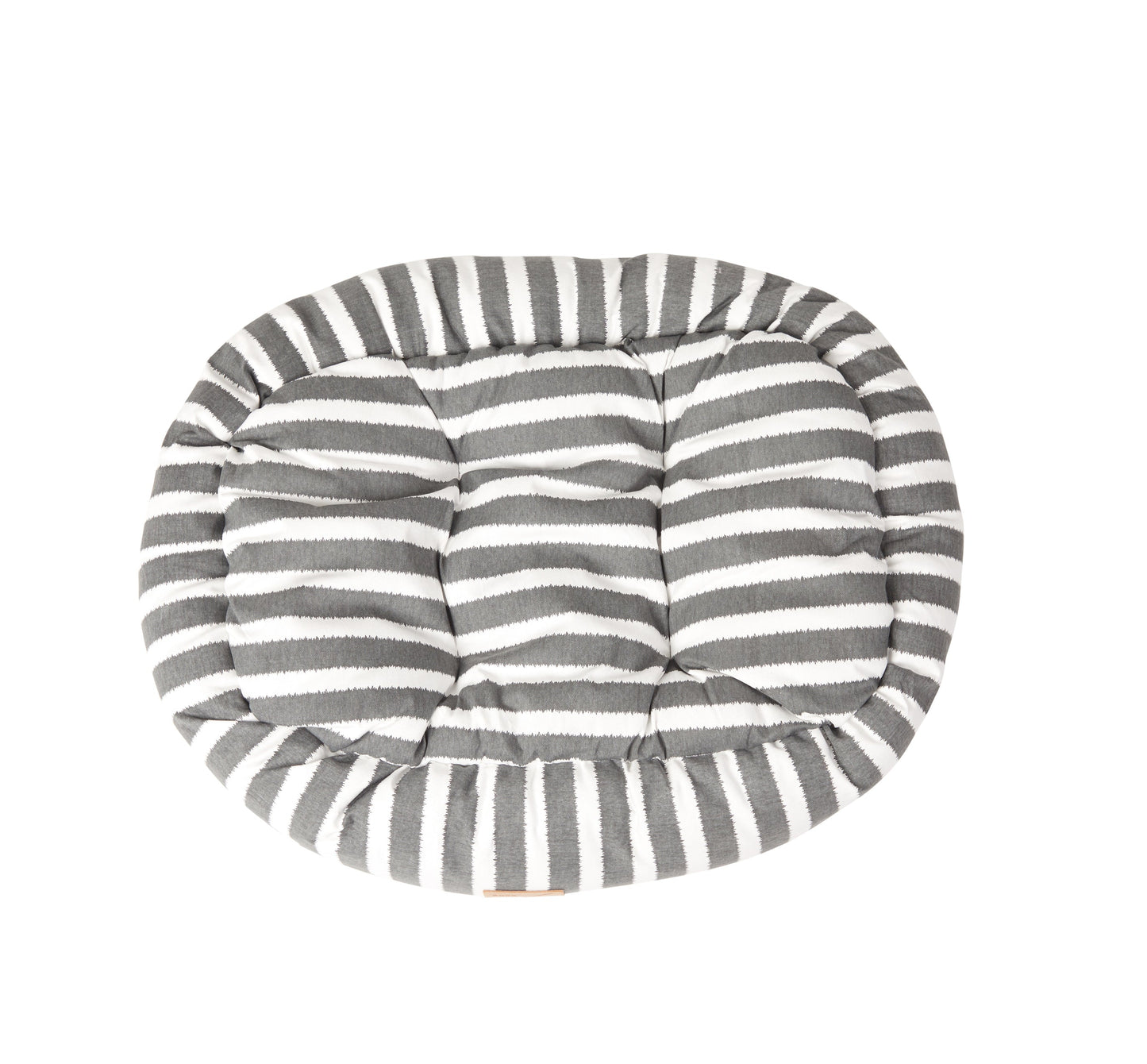 Mog & Bone 4 Seasons Reversible Circular Dog Bed - Charcoal Hamptons Stripe Print