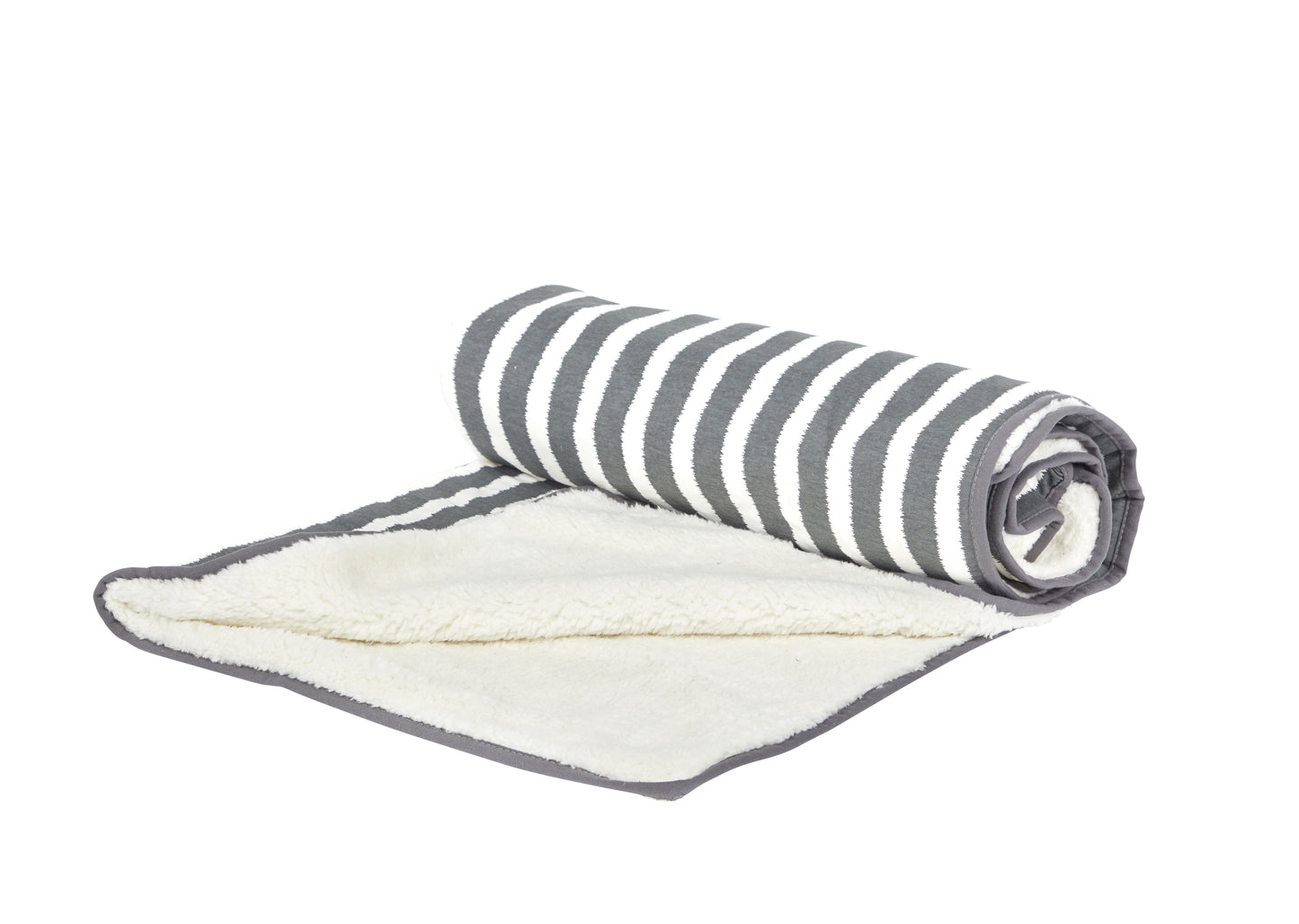 Mog and Bone Designer Dog Fleece Blanket - Charcoal Hamptons Stripe Print