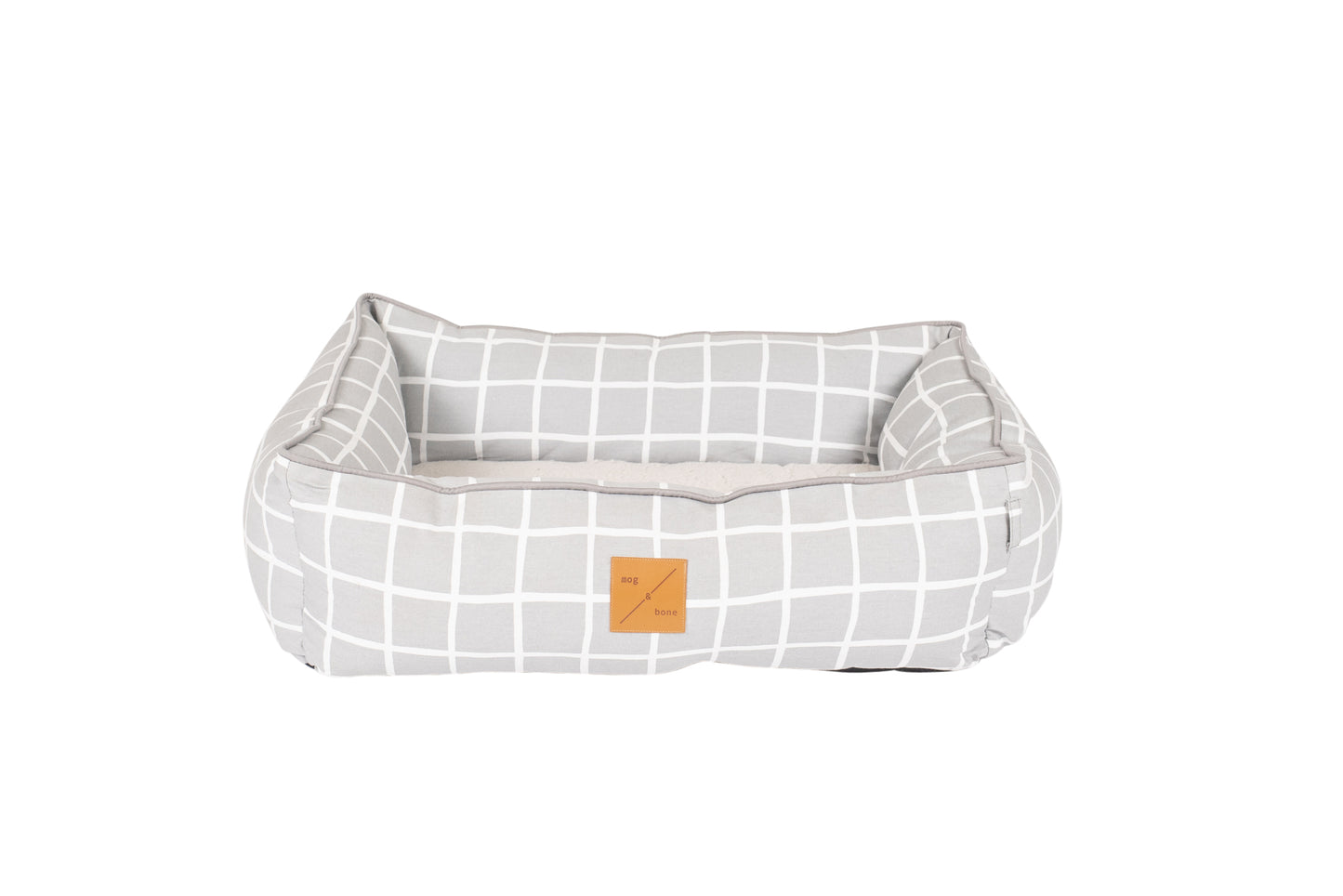 Mog & Bone Pet Products Bolster Dog Bed - Grey Check Print