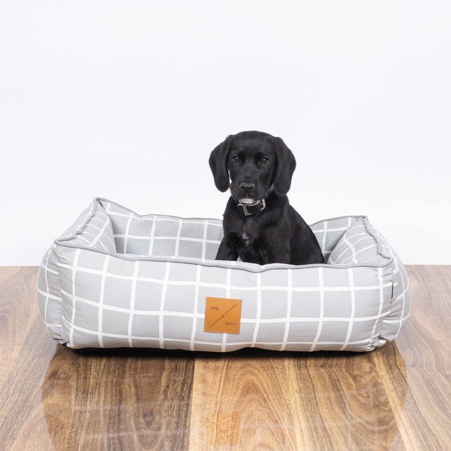 Mog & Bone Pet Products Bolster Dog Bed  - Grey Check Print