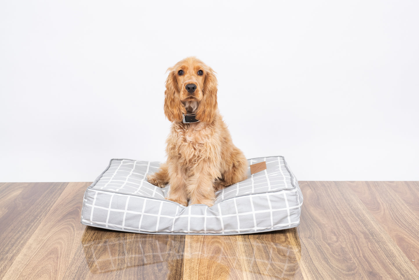 Mog and Bone Classic Cushion Dog Bed - Grey Check Print