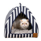 Mog and Bone Cat Bed Cat Igloo - Navy Hampton Stripe Print