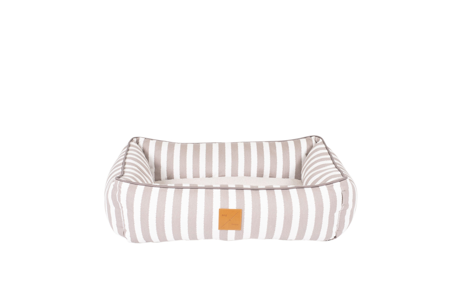 Mog & Bone Pet Products Bolster Dog Bed - Latte Hampton Stripe Print