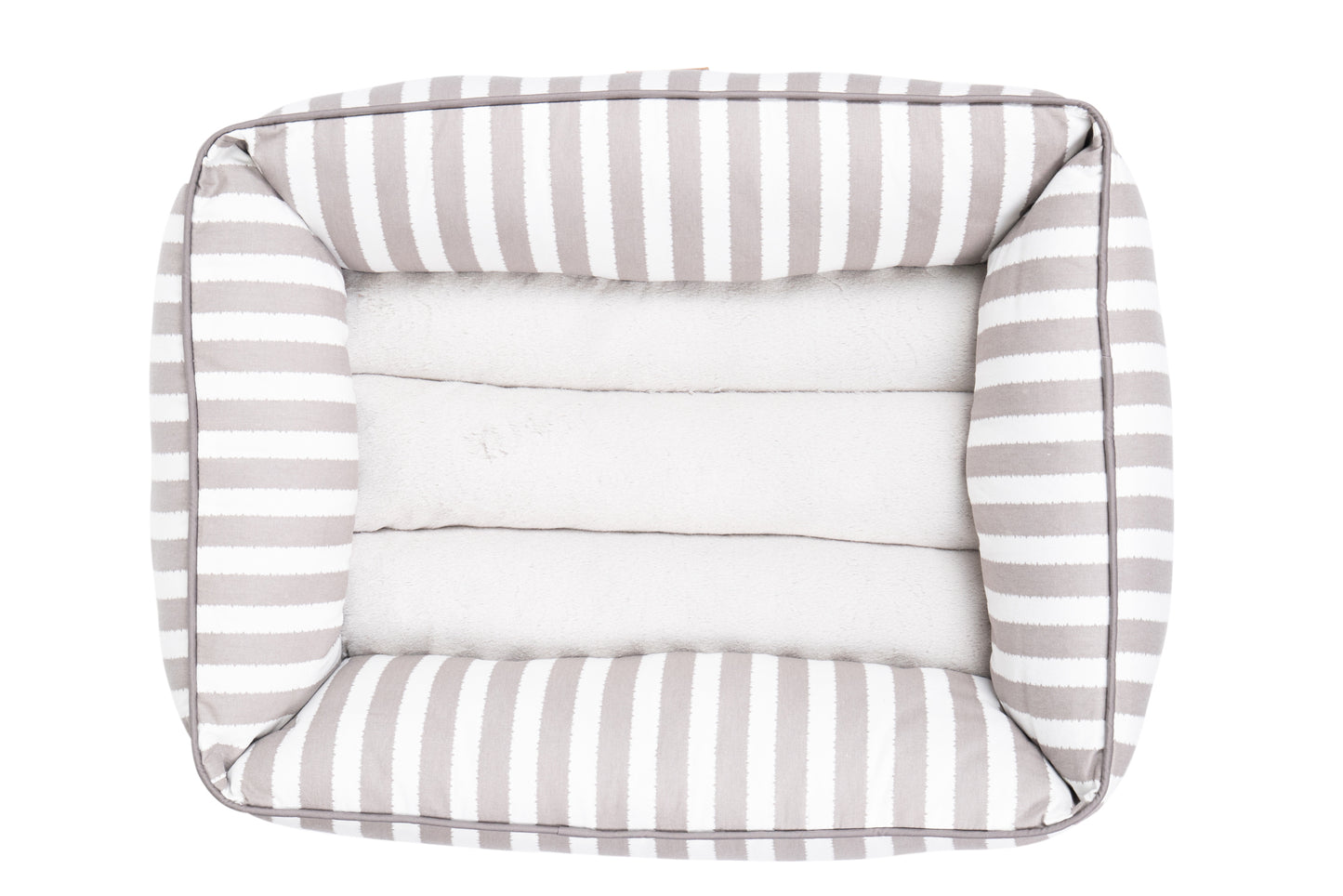 Mog & Bone Pet Products Bolster Dog Bed - Latte Hampton Stripe Print