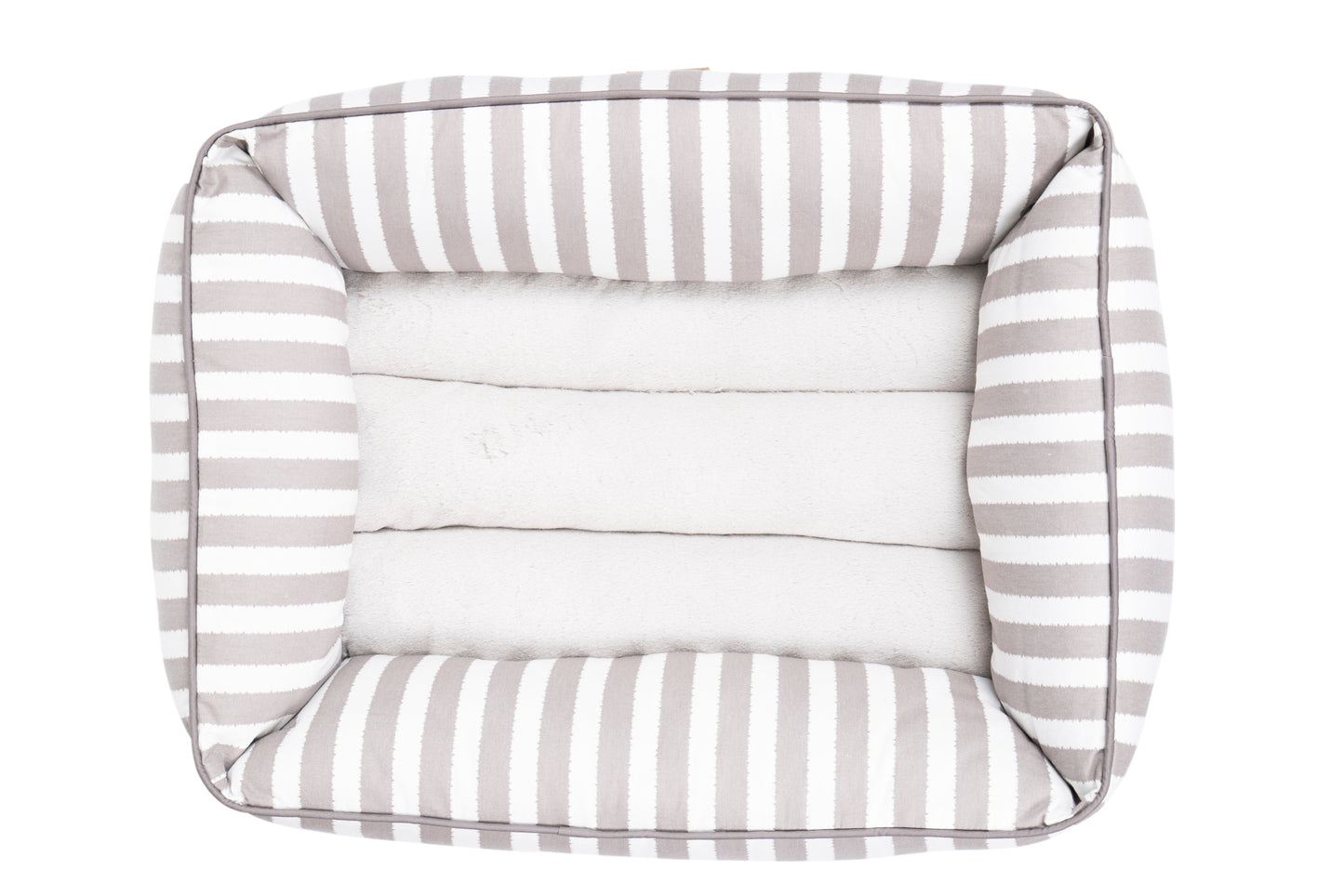 Mog & Bone Pet Products Bolster Dog Bed  - Latte Hampton Stripe Print