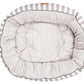 Mog & Bone 4 Seasons Reversible Circular Dog Bed - Latte Hamptons Stripe Print