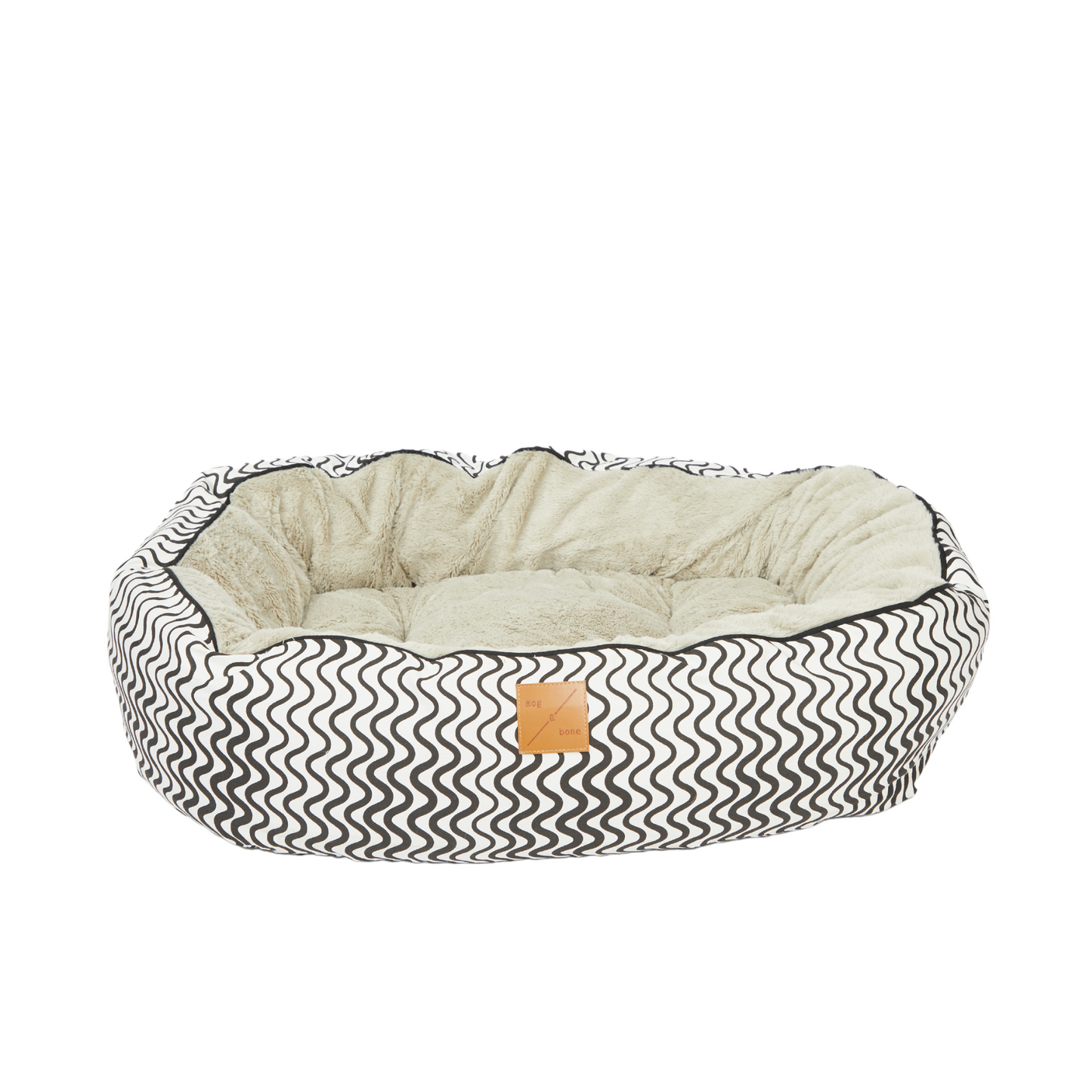 4 Seasons Reversible Circular Dog Bed - Black Wave Print