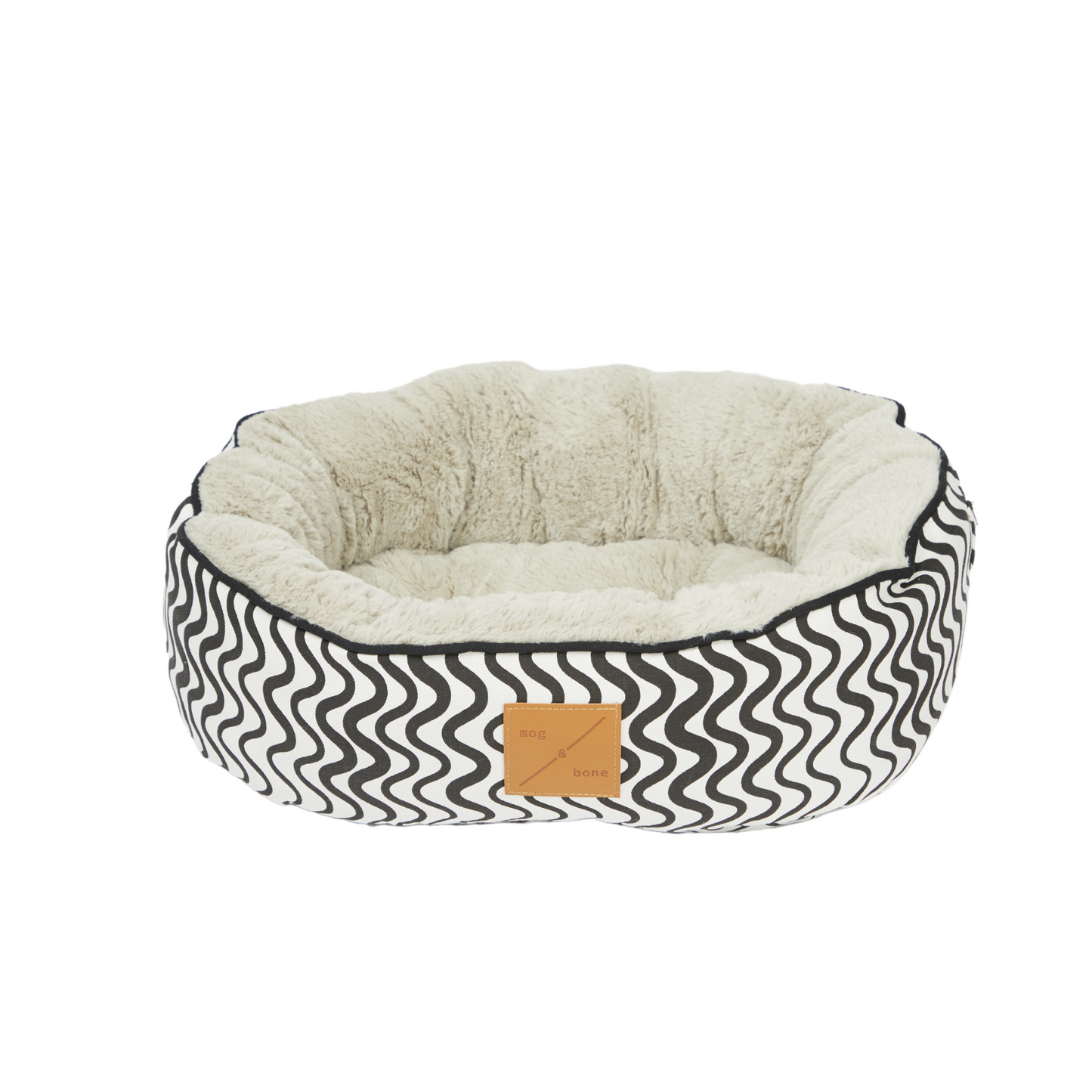 Cat Bed  - Reversible - Black Wave Print