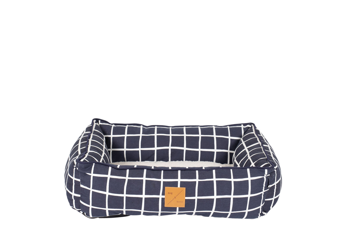 Mog & Bone Bolster Dog Bed  - Navy Check