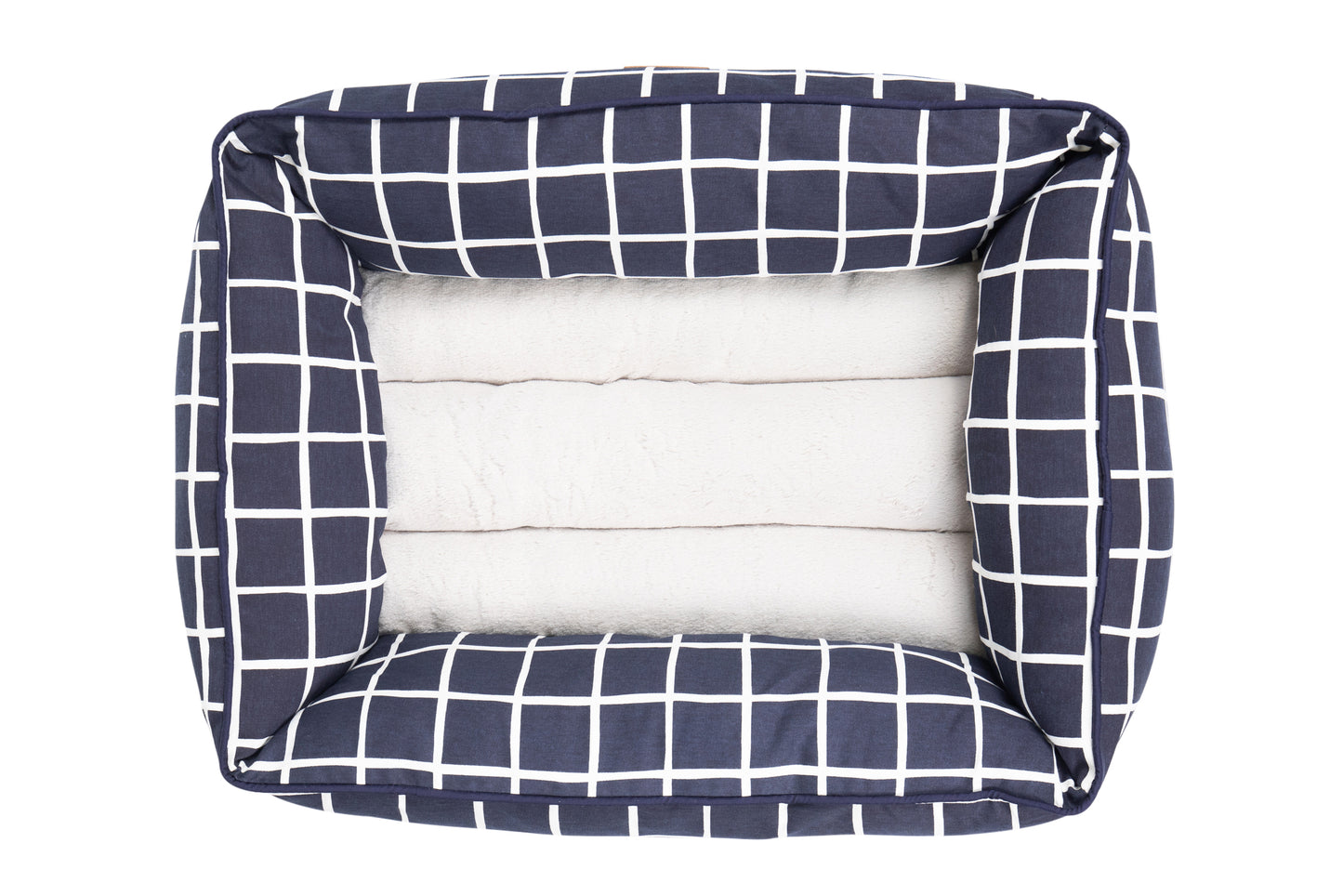 Mog & Bone Bolster Dog Bed - Navy Check