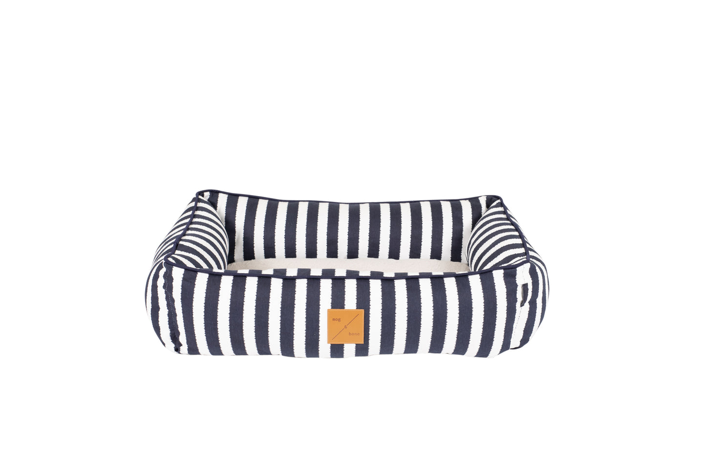 Mog & Bone Bolster Dog Bed  - Navy Hampton Stripe Print