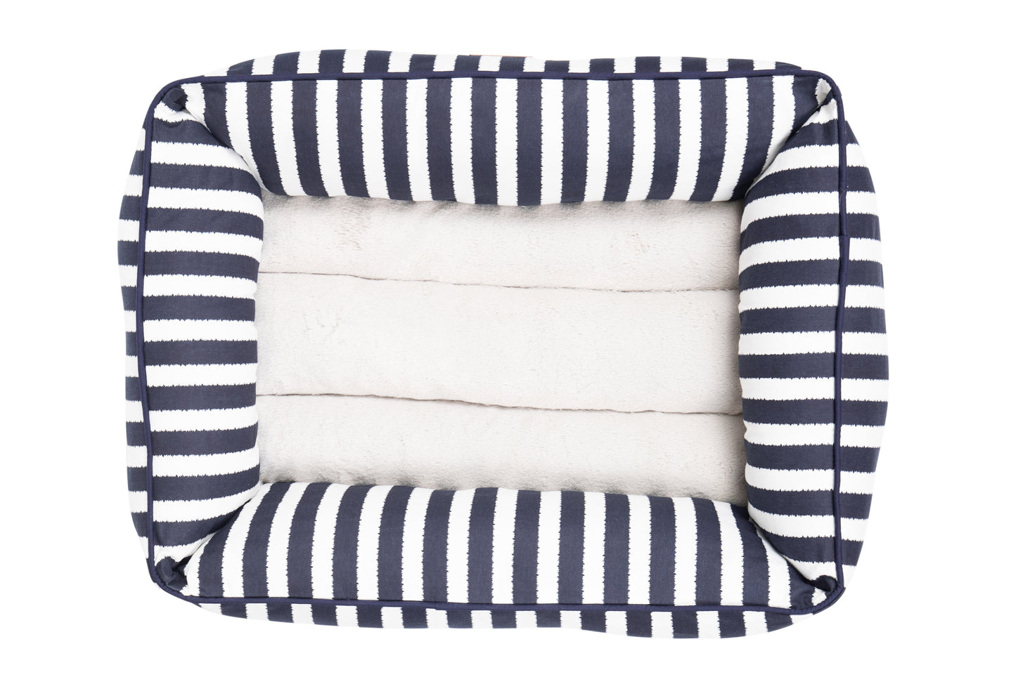 Mog & Bone Bolster Dog Bed  - Navy Hampton Stripe Print