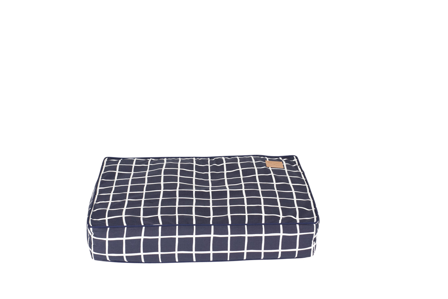 Mog and Bone Classic Cushion Dog Bed - Navy Check Print