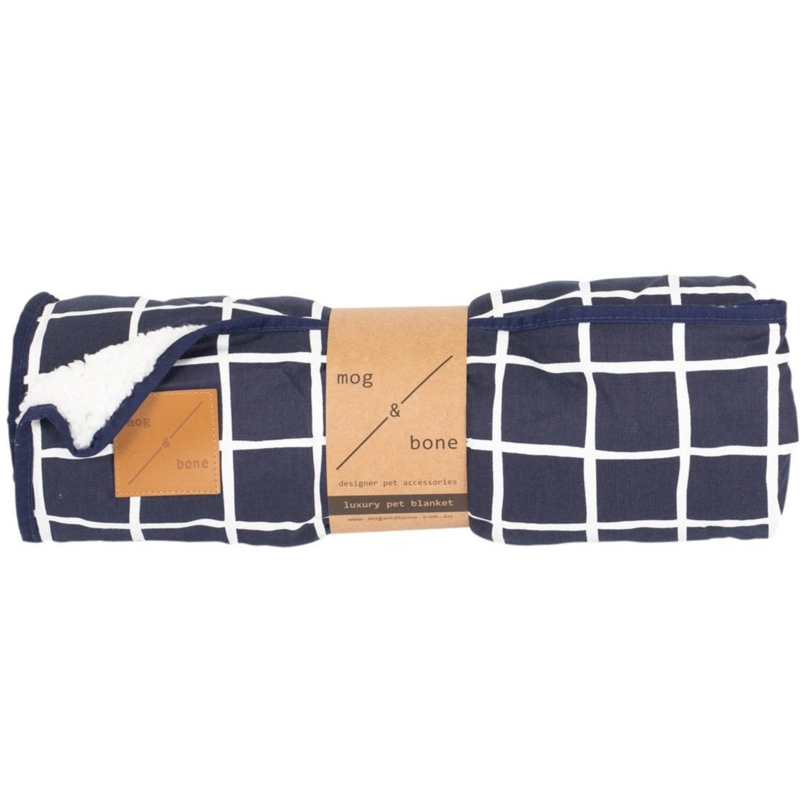 Mog and Bone Designer Dog Fleece Blanket - Navy Check Print