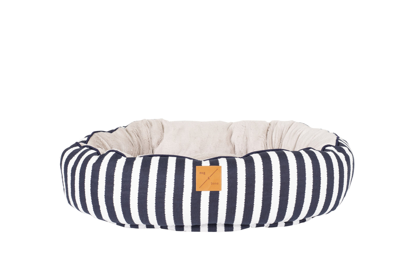 4 Seasons Reversible Circular Dog Bed - Navy Hamptons Stripe Print