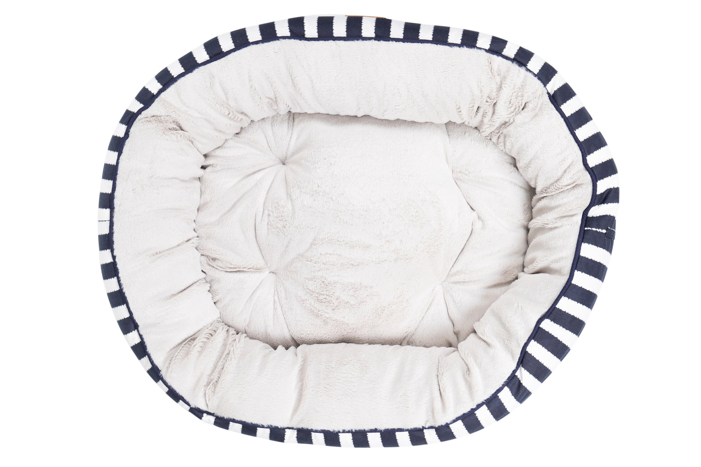 4 Seasons Reversible Circular Dog Bed - Navy Hamptons Stripe Print