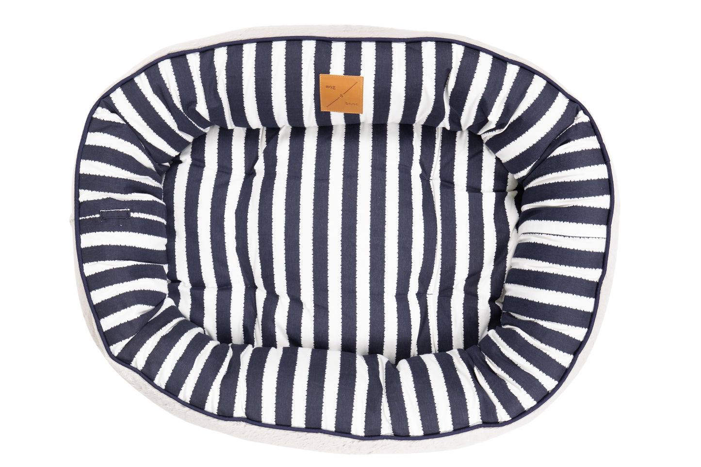 4 Seasons Reversible Circular Dog Bed - Navy Hamptons Stripe Print