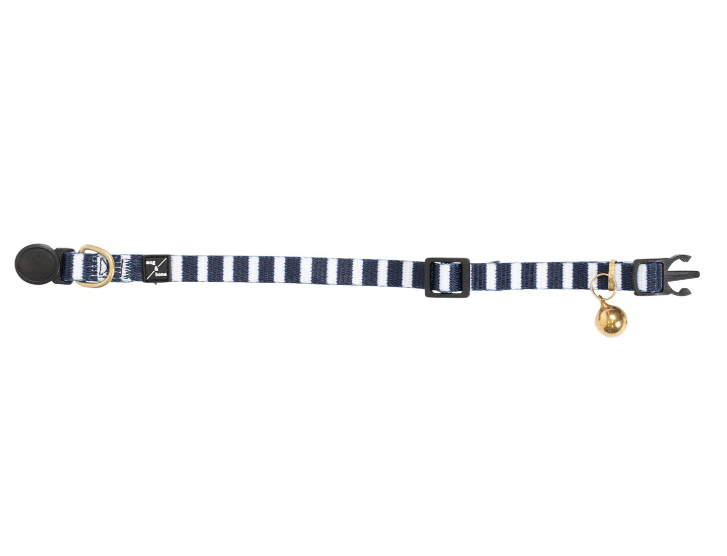 Mog and Cat Collar - Navy Hamptons Stripe Print