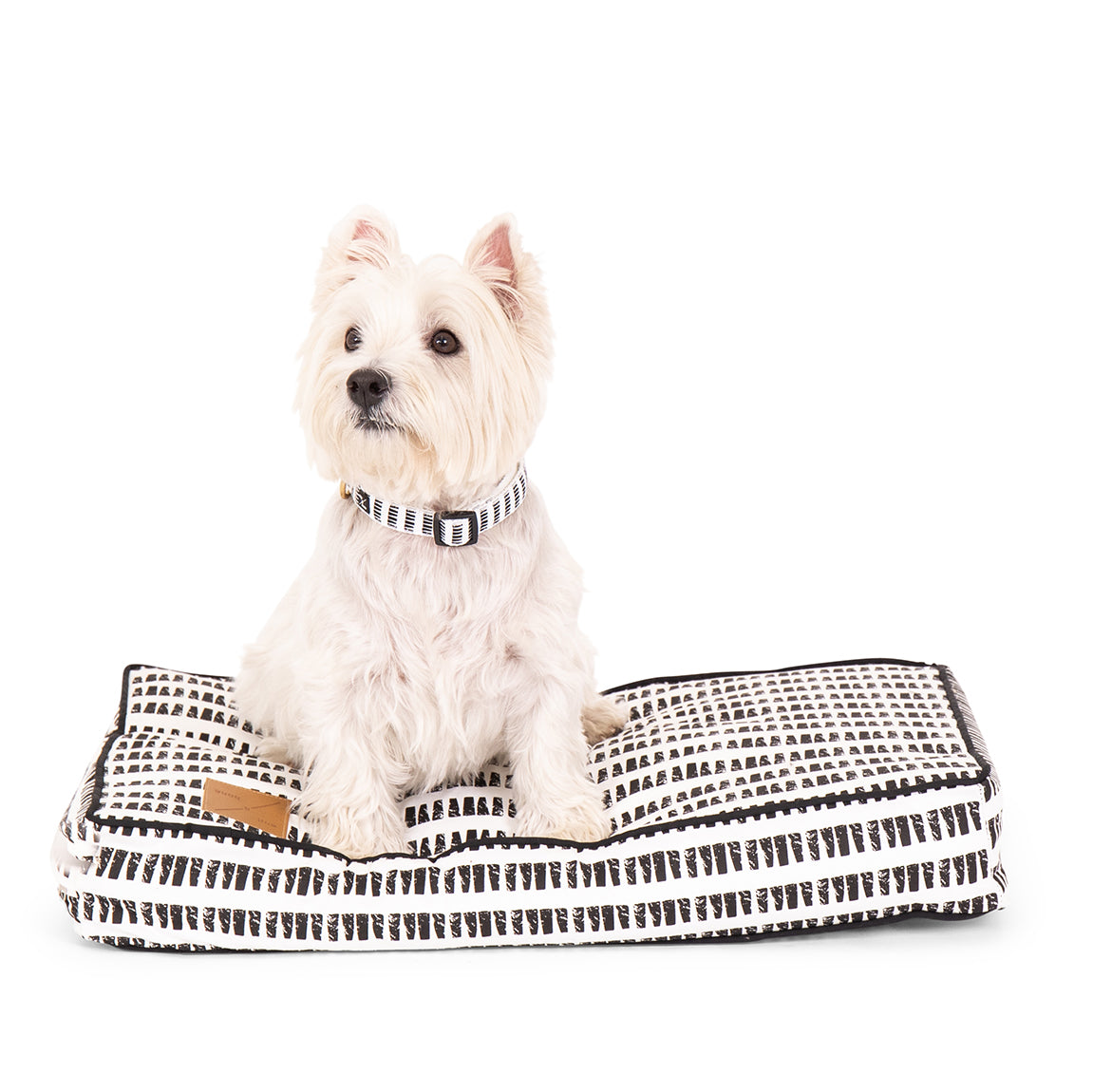 Mog and Bone Classic Cushion Dog Bed - Black Mosaic Print