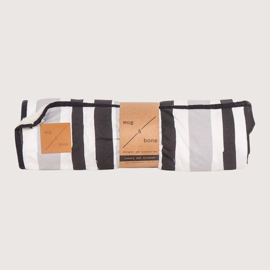 Mog and Bone Designer Dog Fleece Blanket - Pebble Black Brush Stroke Print