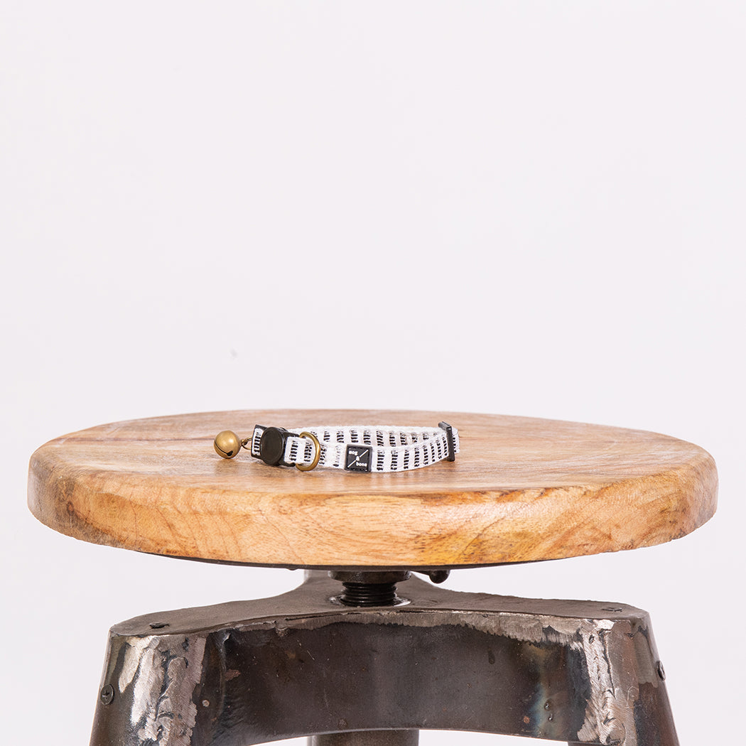 Cat Collar - Hemp - Black Mosaic Print