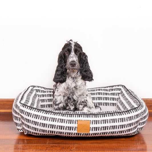 Mog & Bone Pet Products Bolster Dog Bed  - Black White Mosaic Print