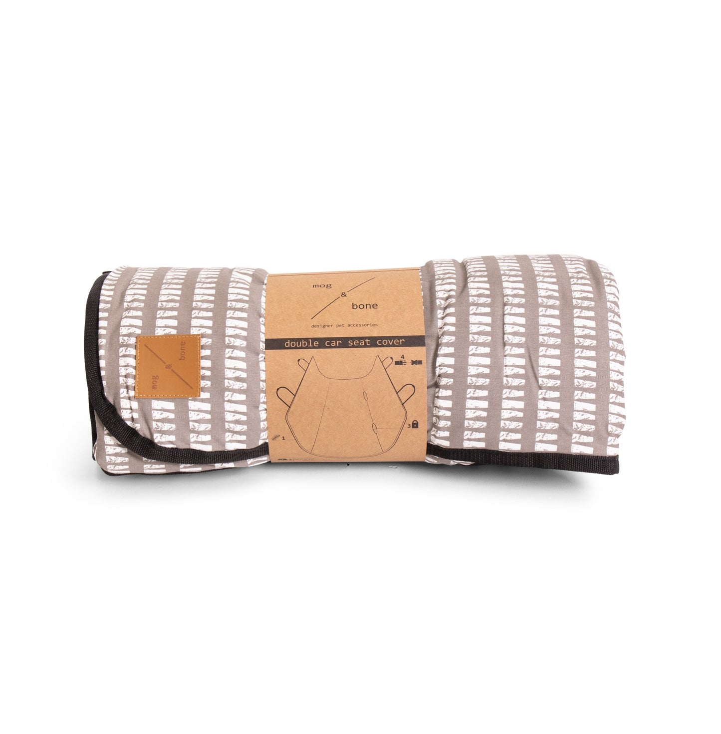 Mog and Bone Designer Dog Car Seat Cover - Latte Inverse Mosaic