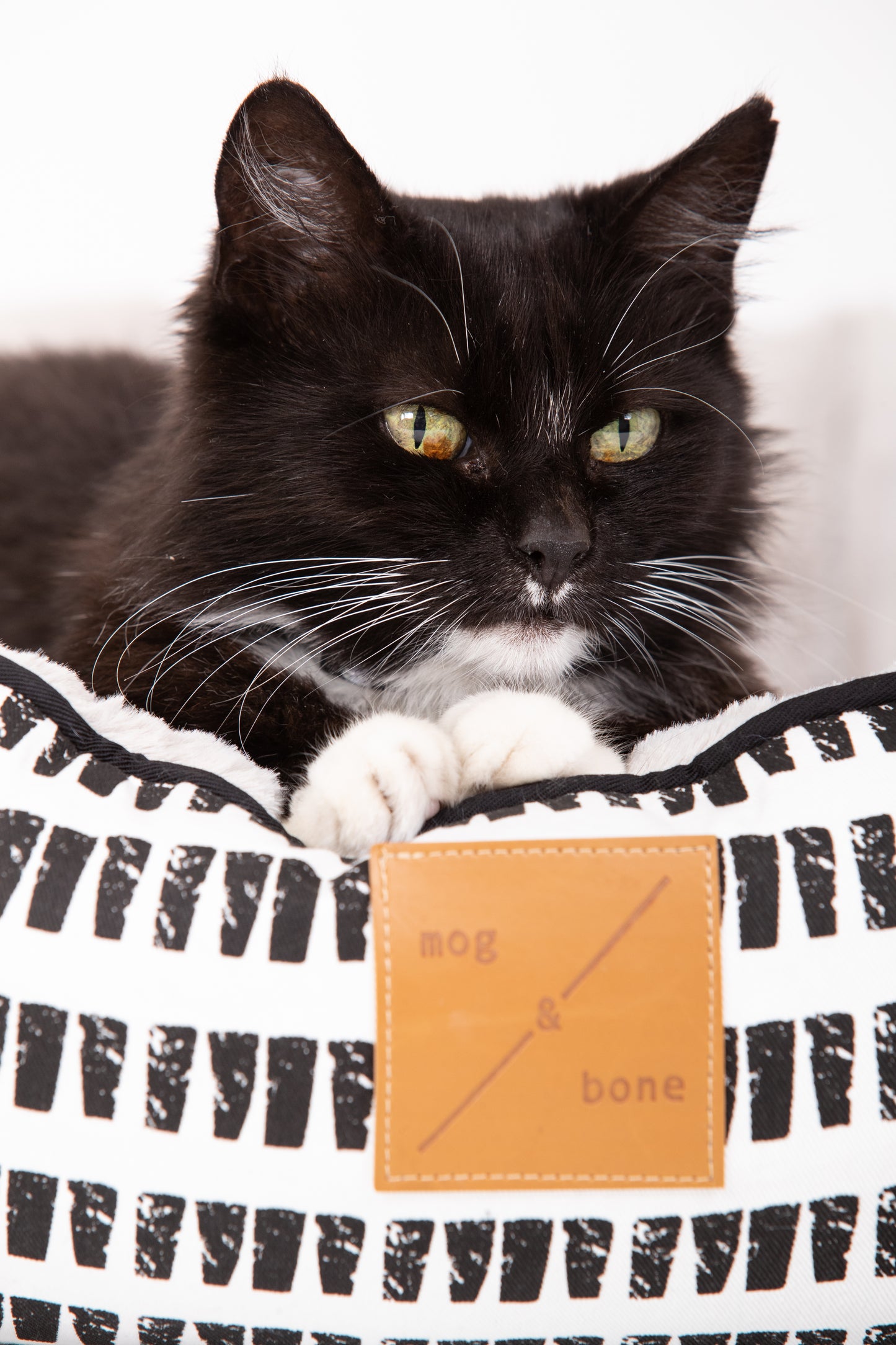 Cat Bed - Reversible - Black White Mosaic Print