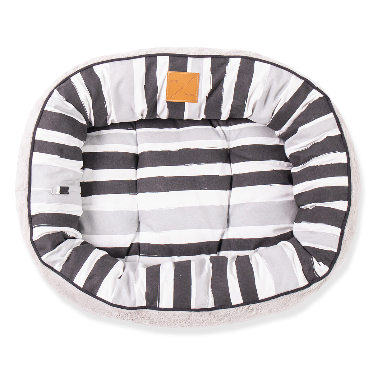 Mog & Bone Pet Products 4 Seasons Reversible Circular Dog Bed - Pebble Black Brush Stroke Print