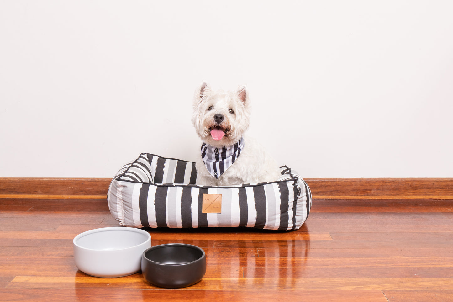 Bolster Dog Bed - Pebble Black Brush Stroke