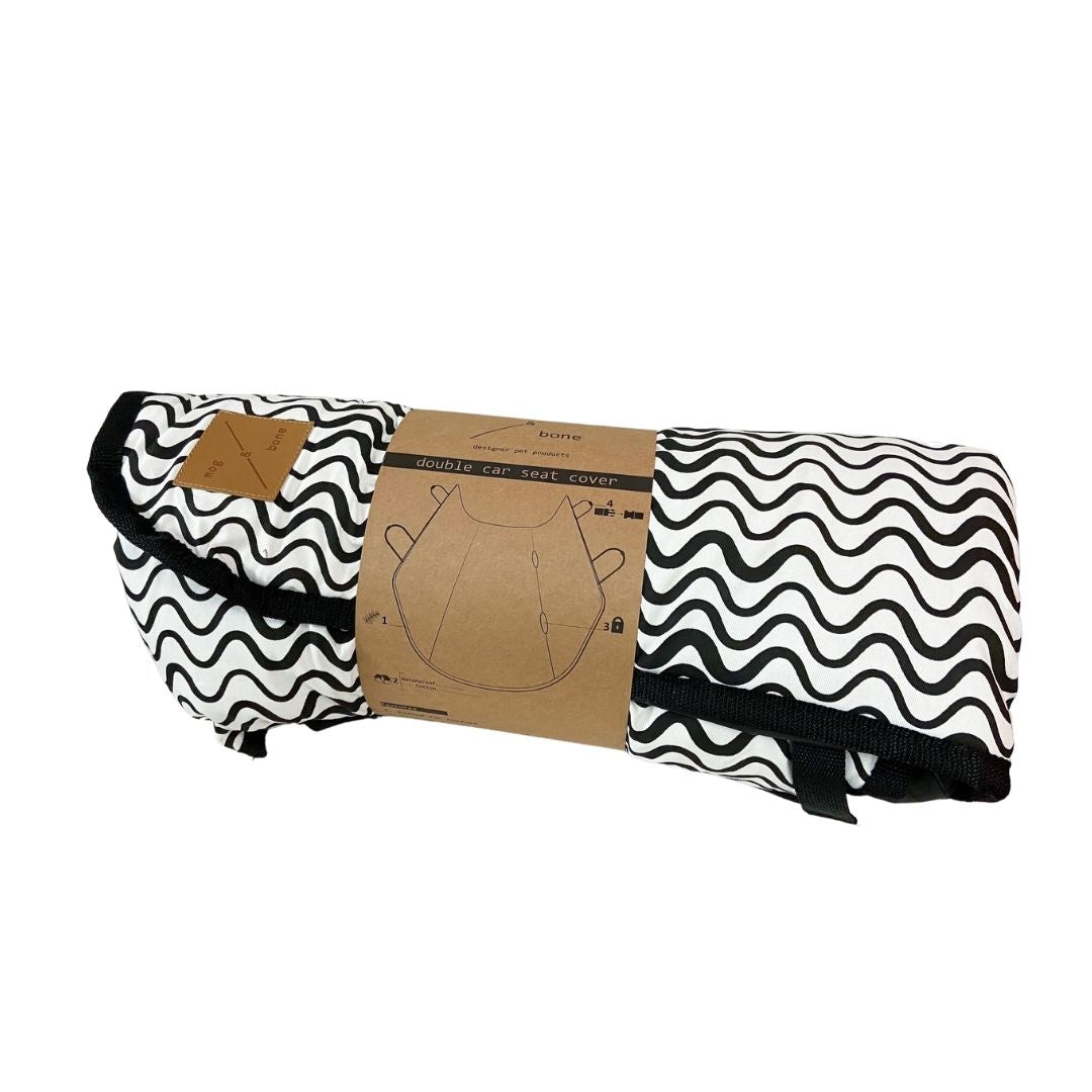 Mog and Bone Designer Dog Car Seat Cover - Black Wave