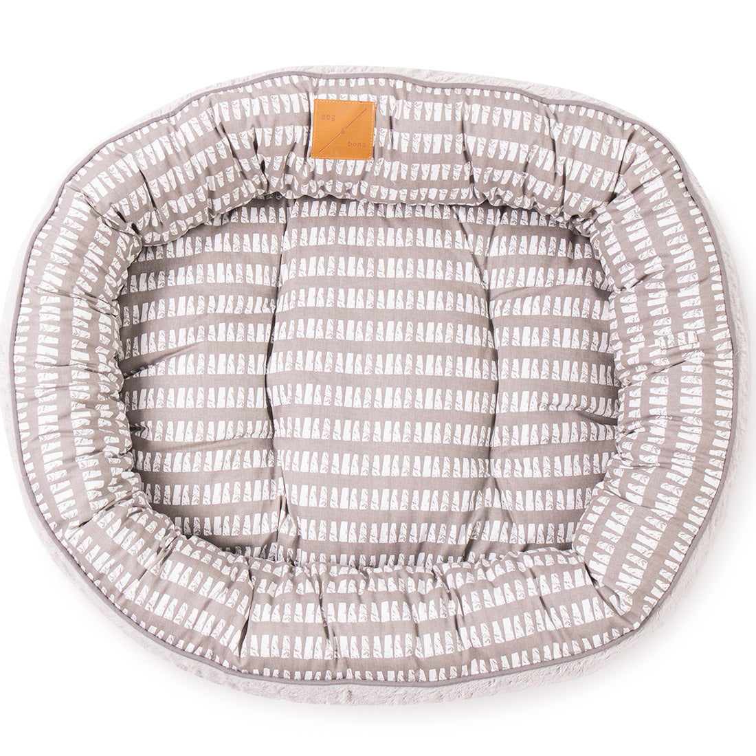 Mog & Bone 4 Seasons Reversible Circular Dog Bed - Latte Inverse Mosaic Print