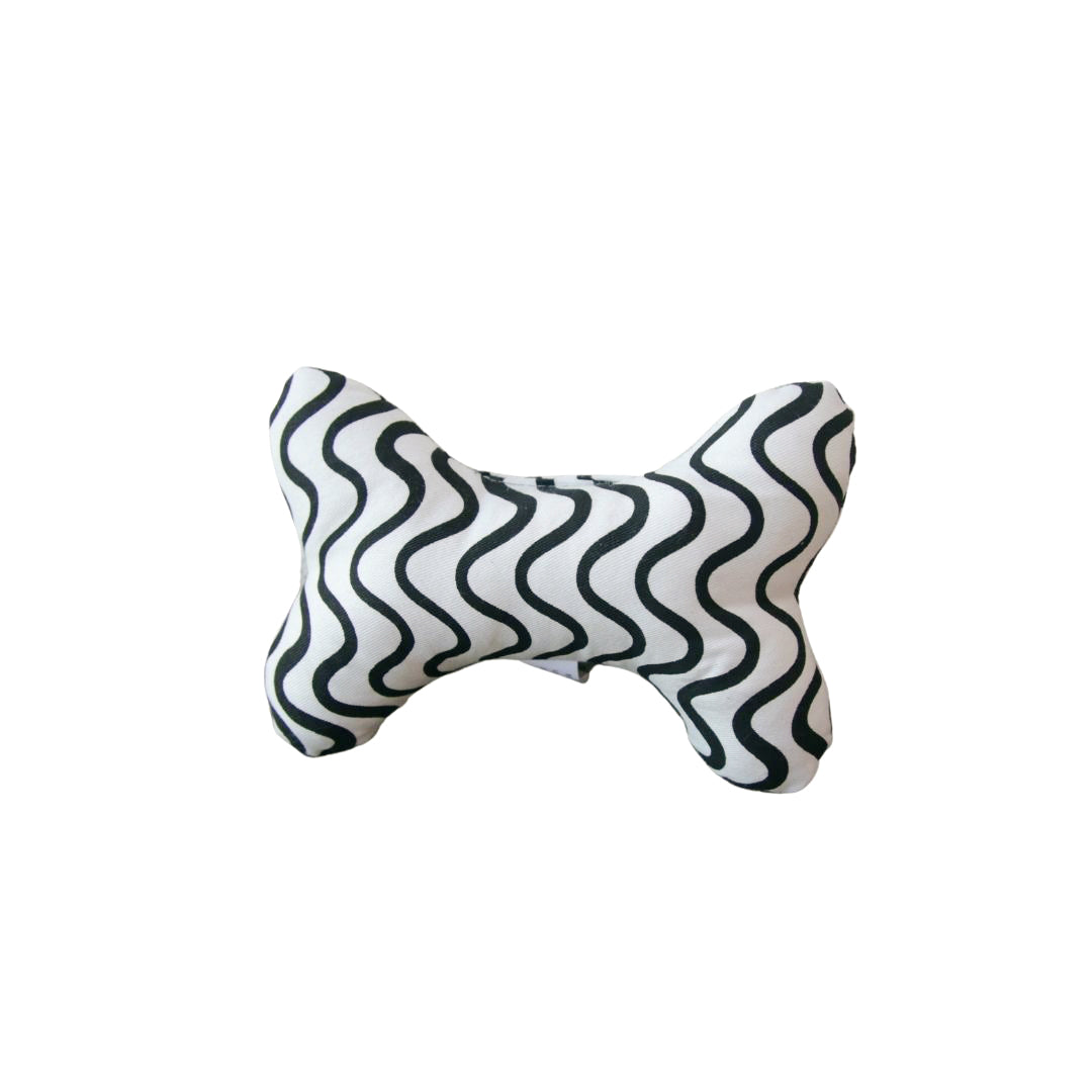 Toy - Bone Shape, soft - Black Wave Print