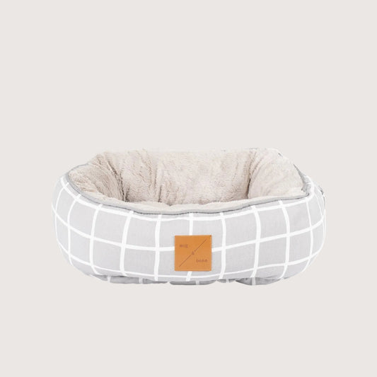 Cat Bed - Reversible - Grey Check Print