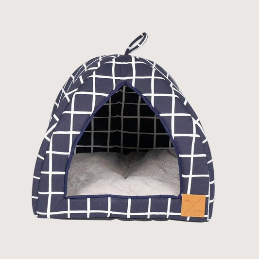 Mog and Bone Cat Bed Cat Igloo - Navy Check Print