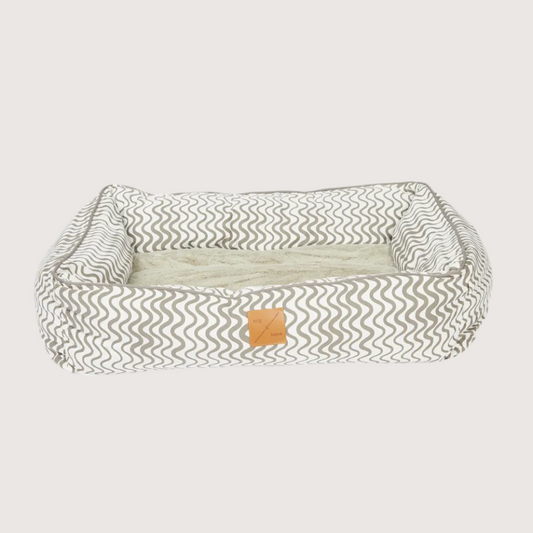 Bolster Dog Bed - Mocha Wave Print
