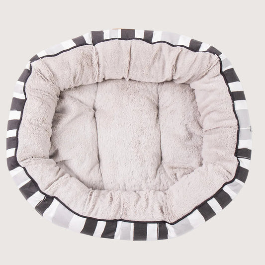 Mog & Bone Pet Products 4 Seasons Reversible Circular Dog Bed - Pebble Black Brush Stroke Print