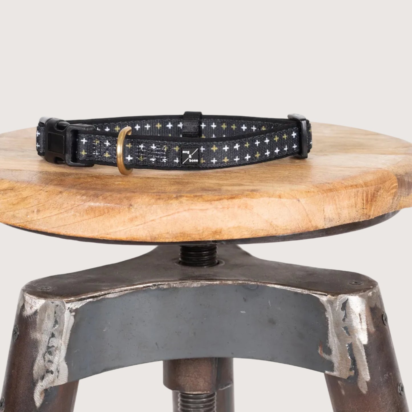 Neoprene Dog Collar - Black Metallic Cross Print